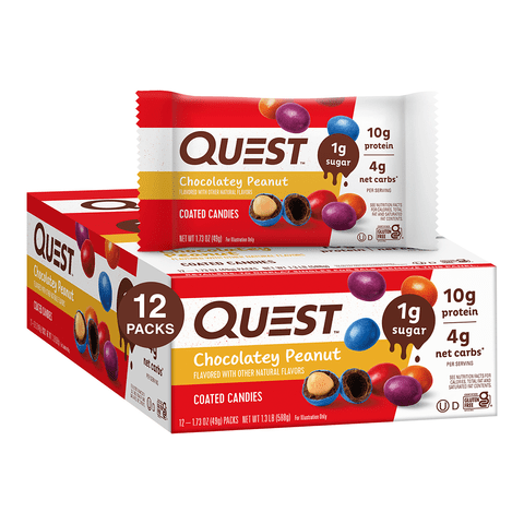 Quest - Coated Candies - Chocolatey Peanut (12 Packs) - VitaMoose Nutrition - Quest