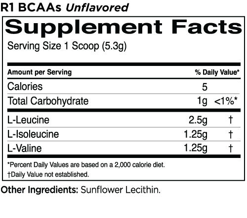 R1 BCAAs - 60 sv Unflavored - VitaMoose Nutrition - Rule 1